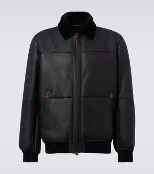 Куртка-бомбер из овчины Kiton, черный