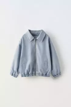 Куртка-бомбер из саржи ZARA, синий