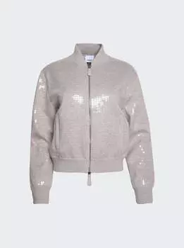 Куртка-бомбер из смеси кашемира и хлопка с пайетками Burberry, цвет beige melange