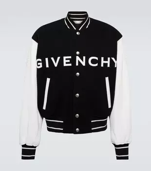 Куртка-бомбер из смесовой шерсти и кожи Givenchy, черный