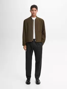 Куртка-бомбер из смесовой шерсти Massimo Dutti, хаки
