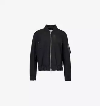 Куртка-Бомбер из ткани со складками и свободной спинкой Sacai, черный