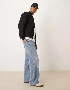 Куртка-бомбер из твила черного цвета New Look