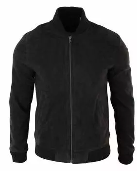 Куртка-бомбер из замши и кожи в стиле «университет» TruClothing, коричневый