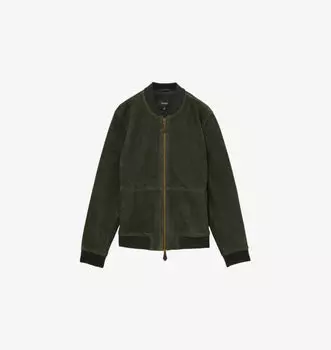 Куртка-Бомбер из замши на молнии Reiss, зеленый