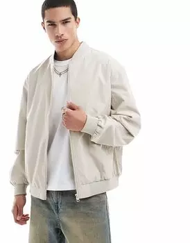 Куртка-бомбер Jack & Jones свободного кроя кремового цвета