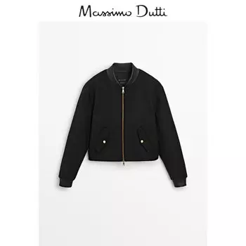 Куртка-бомбер короткая Special Massimo Dutti, черный