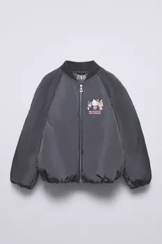 Куртка-бомбер kuromi sanrio ZARA, антрацитово-серый