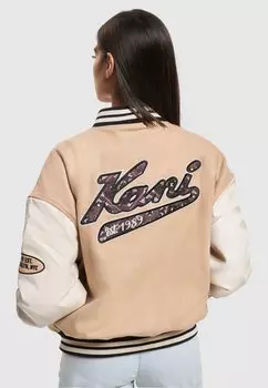 Куртка-бомбер KW233-058-1 RETRO PATCH BLOCK COLLEGE Karl Kani, песочный кремовый