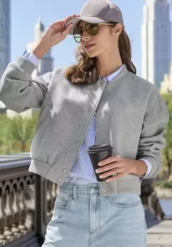 Куртка-бомбер LASCANA, пятнистый серый