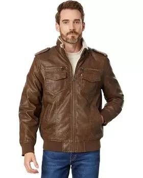 Куртка-бомбер Levi's Two-Pocket Military Bomber with Sherpa Lining, цвет Light Brown