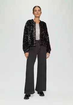 Куртка-бомбер MIT PAILLETTEN UND ELASTISCHEM SAUM s.Oliver BLACK LABEL, черный