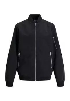 Куртка-бомбер Originals, воротник стойка, карманы на молнии, детская Jack & Jones, черный