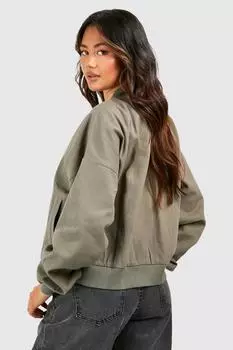 Куртка-бомбер оверсайз из твила boohoo, бежевый