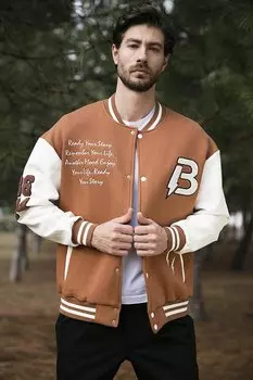 Куртка-бомбер оверсайз с воротником и карманами 628MNH171 Buratti, коричневый