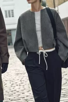 Куртка-бомбер puffall ZARA, темно-серый