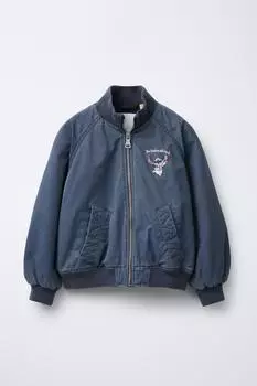 Куртка-бомбер с эффектом потертости stitch & angel disney ZARA, синий