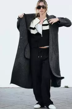 Куртка-бомбер с боковыми полосками ZARA, черный