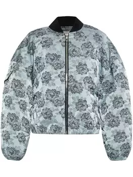 Куртка-бомбер с цветочным узором GANNI, синий