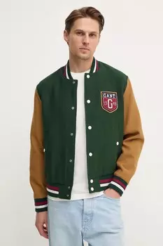 Куртка-бомбер с добавлением шерсти Gant, зеленый