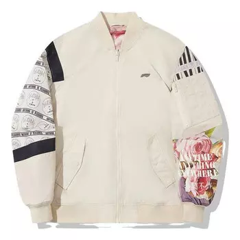 Куртка-Бомбер с графическим принтом Jackets x pleass Li-Ning, бежевый