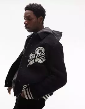 Куртка-бомбер с графическими нашивками Ambaum черного цвета AllSaints