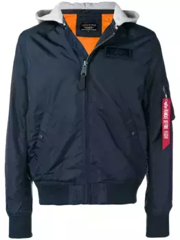 Куртка-бомбер с капюшоном Alpha Industries, синий