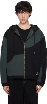 Куртка-бомбер с капюшоном и серыми вставками из денима Dime