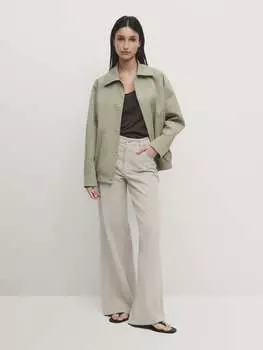 Куртка-бомбер с кнопками Massimo Dutti, зеленый