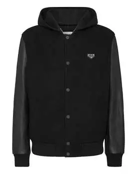 Куртка-бомбер с кожаными рукавами Iconic Plein PHILIPP PLEIN, черный