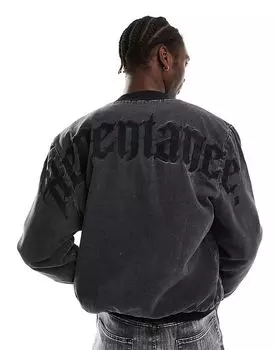 Куртка-бомбер с мотивом на спине черного цвета Liquor N Poker