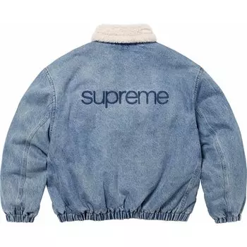 Куртка-бомбер с подкладкой из искусственной овчины Supreme, Denim Blue/Denim