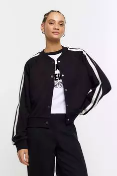 Куртка-Бомбер с полоской по бокам River Island, черный