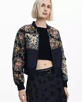 Куртка-бомбер с принтом для женщин Desigual, черный