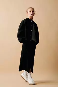 Куртка-бомбер с ребристыми деталями ZARA, черный