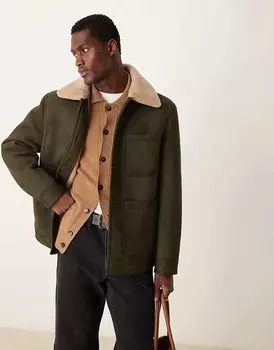 Куртка-бомбер с воротником-стойкой «борг» коричневого цвета Mango