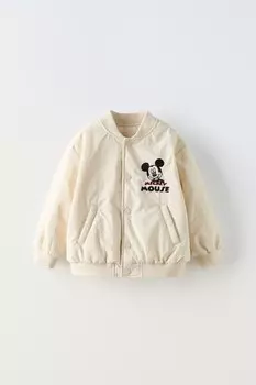 Куртка-бомбер с вышивкой микки маус disney ZARA, экрю