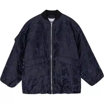 Куртка-бомбер с жаккардовым принтом и растительным узором GANNI, синий