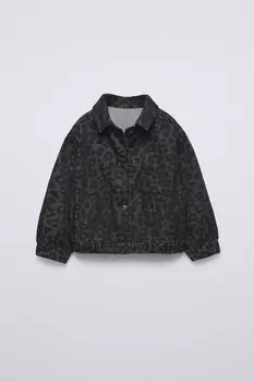 Куртка-бомбер с животным принтом ZARA, черный
