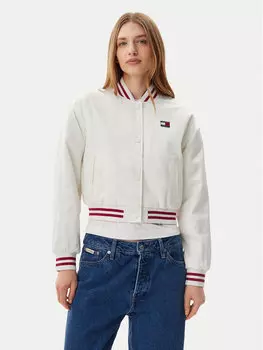 Куртка-Бомбер стандартный крой Satin Coach DW0DW20229 Tommy Jeans, белый