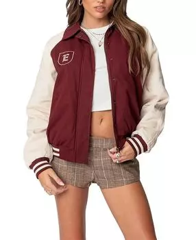 Куртка-бомбер свободного покроя Varsity Edikted, красный