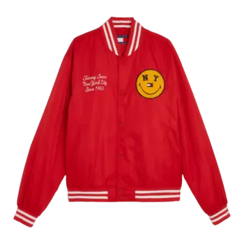 Куртка-бомбер Tommy Jeans Smiley Baseball, красный