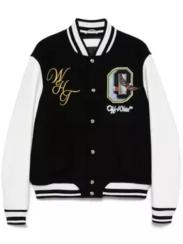Куртка-бомбер, украшенная кристаллами Off-White, черный