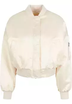 Куртка-бомбер URBAN CLASSICS " Urban Classics Women's Ladies Short Oversized Satin Bomber Jacket" (1 шт.), без капюшона, белый