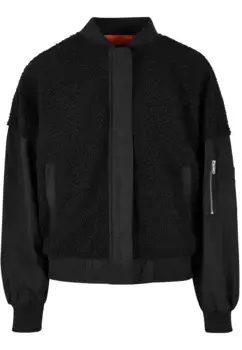 Куртка-бомбер URBAN CLASSICS " Urban Classics Women's Ladies Oversized Sherpa Mixed Bomber Jacket" (1 шт.), без капюшона, черный