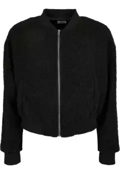 Куртка-бомбер URBAN CLASSICS " Urban Classics Women's Ladies Oversized Sherpa Bomber Jacket" (1 шт.), без капюшона, черный