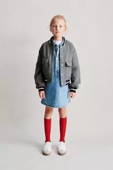 Куртка-бомбер в полоску ZARA, серый