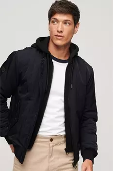 Куртка-бомбер в стиле милитари MA1 с капюшоном Superdry, черный