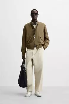 Куртка-бомбер ZARA, бежевый