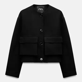 Куртка-бомбер Zara из коллекции ZW с карманами, черный
